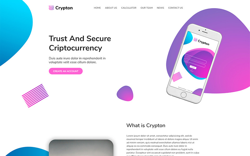 Crypton | Криптовалюта PSD шаблон