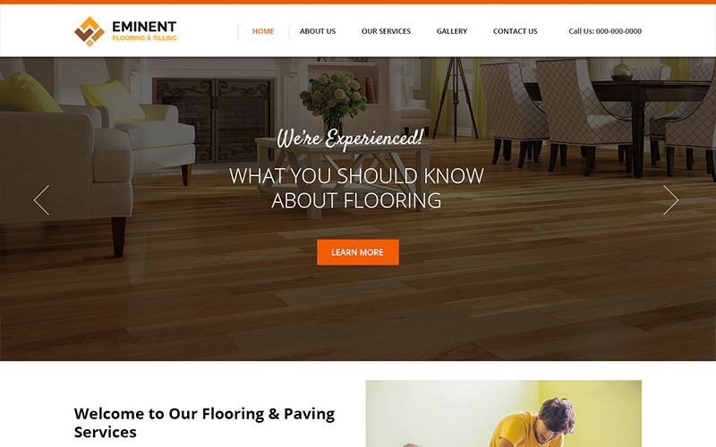 Download PSD шаблон "Eminent - Flooring Company PSD Template" / Eminent - Flooring Company PSD Template - PSD шаблон на тему графика flooring floor theme template psd photoshop