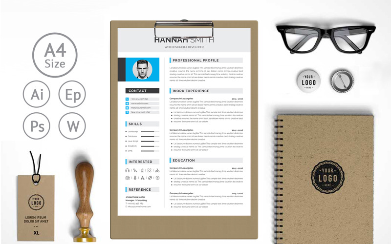 Download Резюме "Hannah Smith Word Resume Template" / Hannah Smith Word Resume Template - Резюме на тему графика resume cv clean creative word infographic modern professional student mac pages manager template bankers doctors job seekers