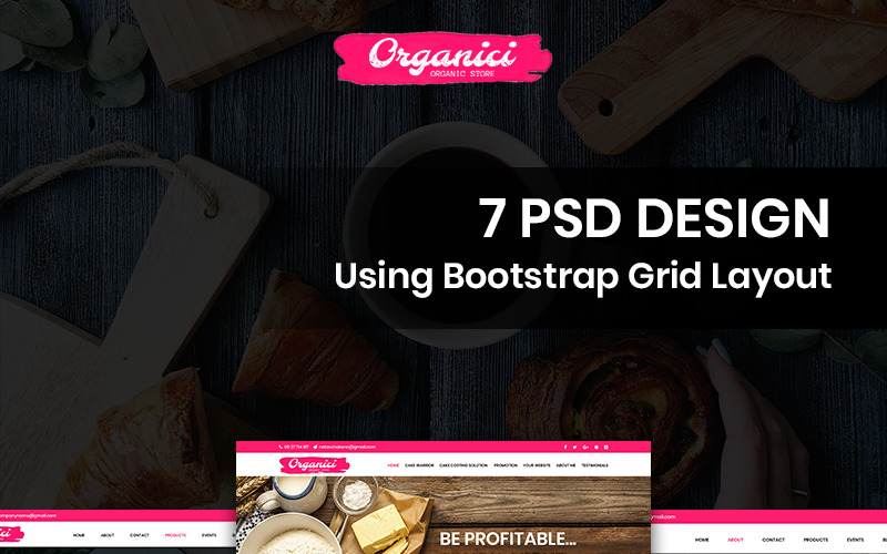Download PSD шаблон "Organici - Bakery PSD Template" / Organici - Bakery PSD Template - PSD шаблон на тему графика bakery bake theme template psd photoshop