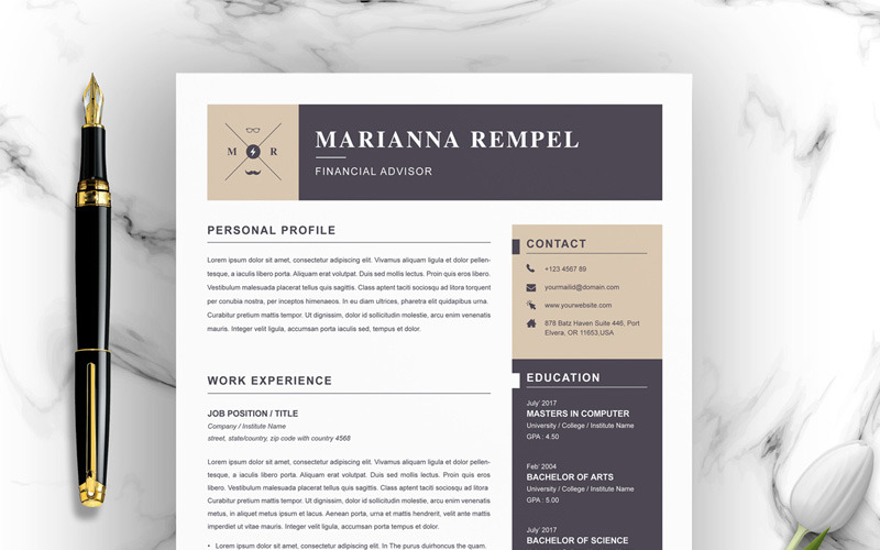 Download Резюме "Rempel Resume Template" / Rempel Resume Template - Резюме на тему графика 1 page resume 2 clean cv cover letter design template illustrator eps mac pages microsoft word modern photoshop psd professional
