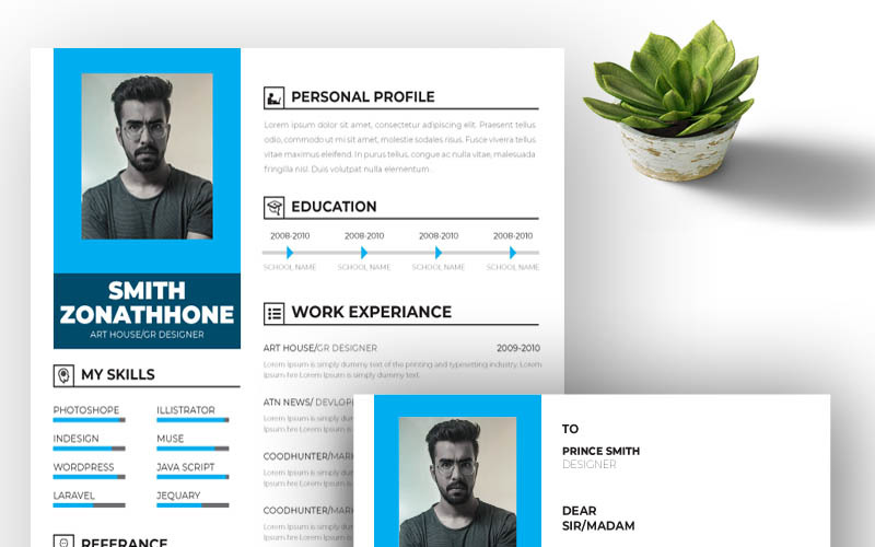 Download Резюме "Smith Resume Template" / Smith Resume Template - Резюме на тему графика job resume simple cv the experience free corporate design template wor professional indesign
