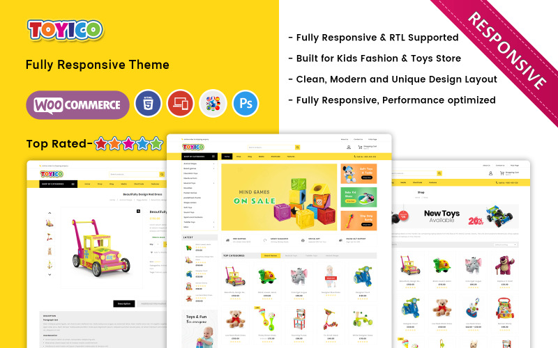 Toyico - Tema WooCommerce para brinquedos e roupas infantis