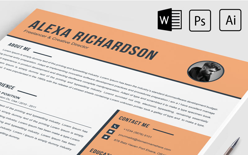 Download Резюме "Alexa Richardson Resume Template" / Alexa Richardson Resume Template - Резюме на тему графика 2 page a4 clean cv design elegant resume female feminine infographic letter minimalist modern portfolio professional indesign minimal pages