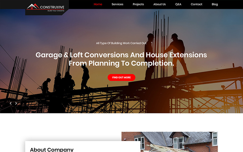 Download PSD шаблон "Construxive - Construction Company PSD Template" / Construxive - Construction Company PSD Template - PSD шаблон на тему графика construction company theme template psd photoshop