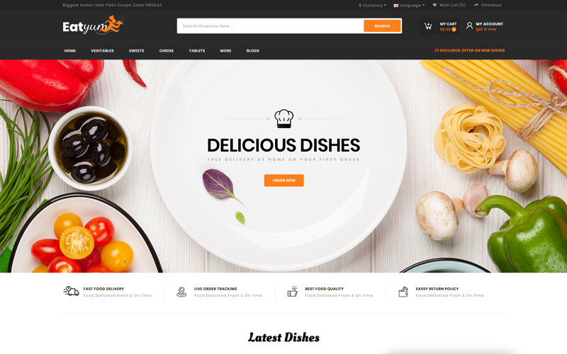 ресторан магазин шаблон opencart