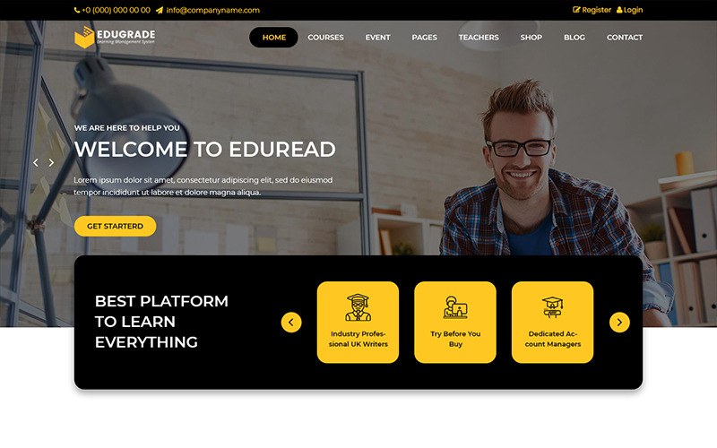 Download PSD шаблон "Edugrade - Education PSD Template" / Edugrade - Education PSD Template - PSD шаблон на тему образование education school theme template psd photoshop