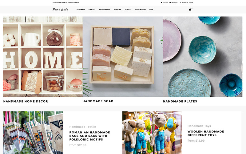 Hemgjorda - Hobbies & hantverk Multipage Clean Shopify-tema