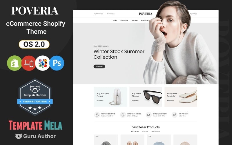Poveria - магазин модной одежды Shopify Theme