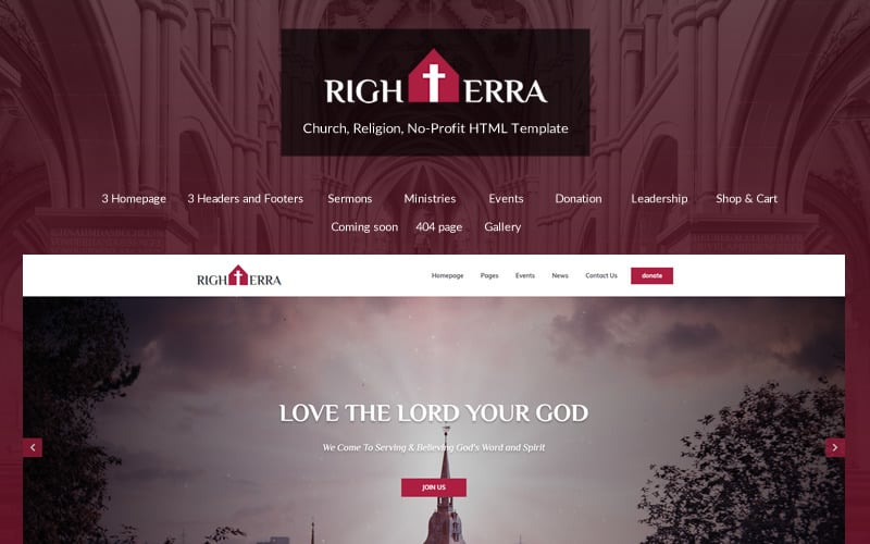 Righterra - Religion Bootstrap 4 Website Template