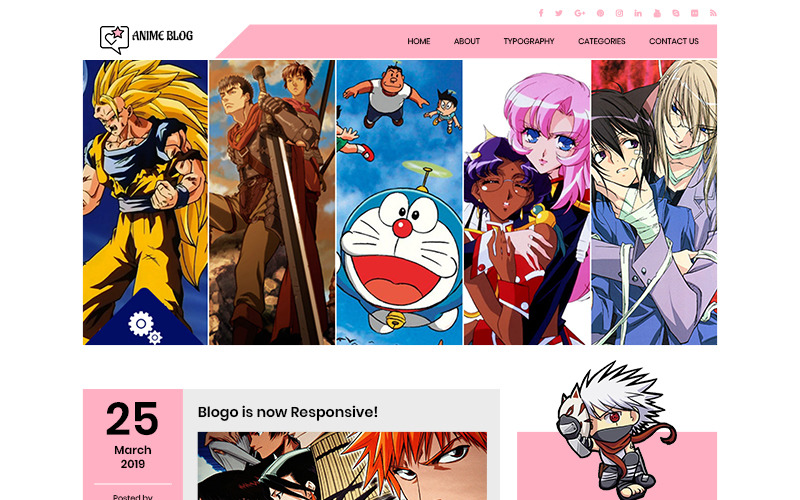Anime Blog - Modello PSD di Manga Cartoon Blogger