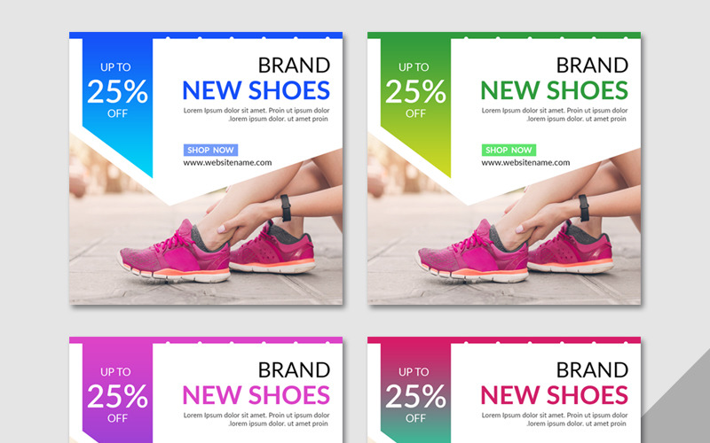 Download Шаблон для соцсетей "Brand Shoes Post Social Media Template" / Brand Shoes Post Social Media Template - Шаблон для соцсетей на тему графика social post shoes brand corporate ads identity fashion square deal campaign bundle geometric banner weekend spa garment advertise salon beauty