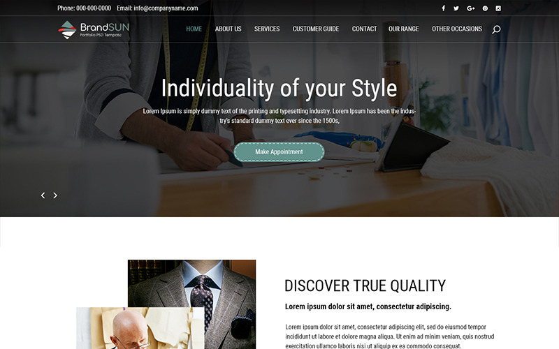 Download PSD шаблон "Brandsun - Textile Store PSD Template" / Brandsun - Textile Store PSD Template - PSD шаблон на тему графика tailor textile psd photoshop theme template
