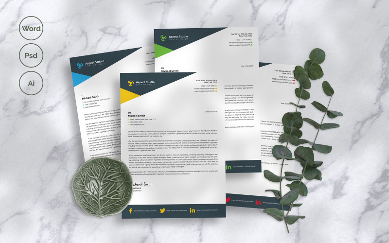 Download Фирменный стиль "Clean and Creative Letterhead - Corporate Identity Template" / Clean and Creative Letterhead - Corporate Identity Template - Фирменный стиль на тему графика a4,blue,branding,business,letterhead,clean,corporate,identity,creative,elegant,folder,green,template,modern,professional,red,standard,pad,ipad,official