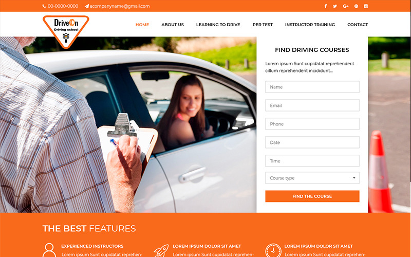 Download PSD шаблон "Drive On - Drive School PSD Template" / Drive On - Drive School PSD Template - PSD шаблон на тему графика drive school theme template psd photoshop