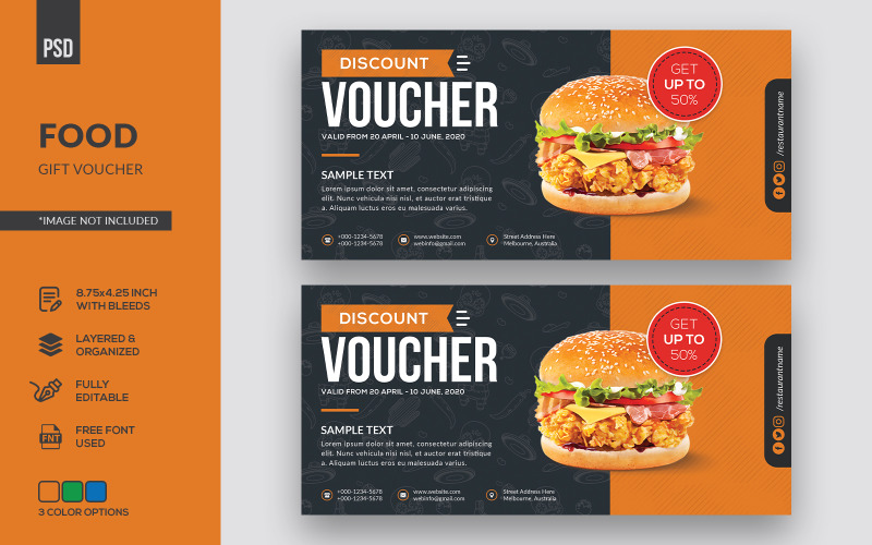 Download Фирменный стиль "Food Gift Voucher - Corporate Identity Template" / Food Gift Voucher - Corporate Identity Template - Фирменный стиль на тему графика gift,food,voucher,restaurant,banner,discount,template,coupon,card,business,design,menu,invitation,promotion,cafe,breakfast,cooking,pizza,eat,ticket