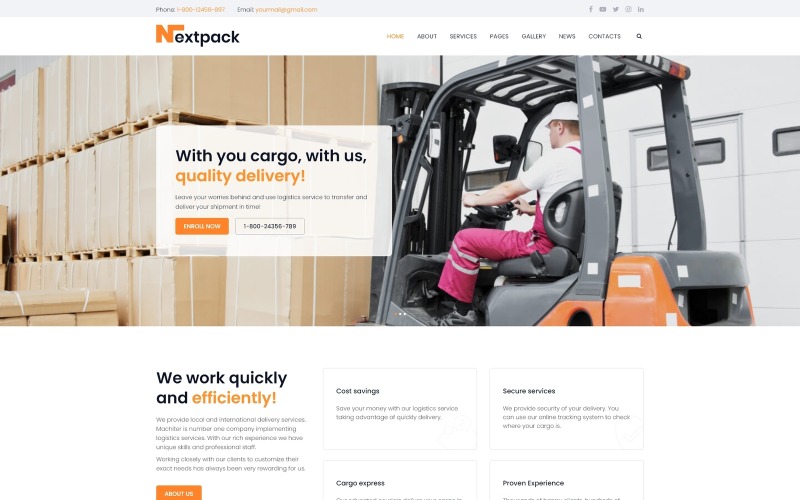 NextPack - Leveranstjänster Ren Joomla-mall