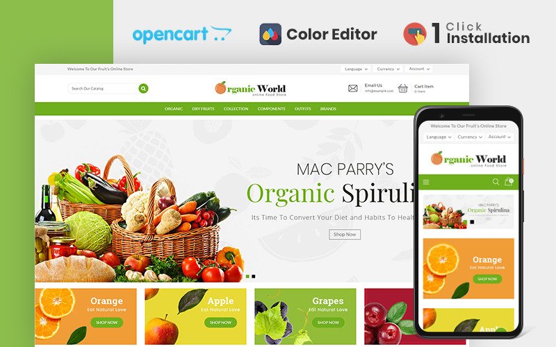 органический мир продуктовый магазин шаблон opencart