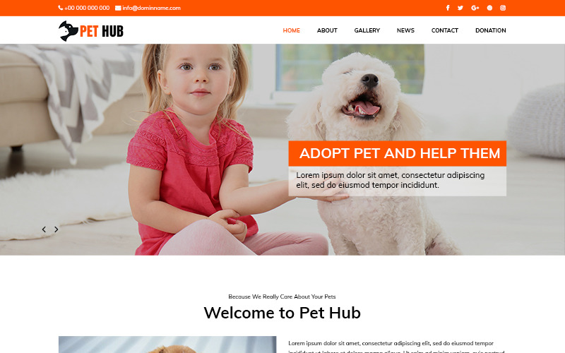 Pet Hub - PSD шаблон приюта для животных
