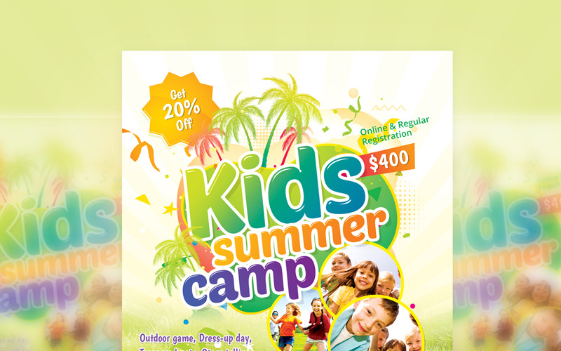 Vacances - Flyer Camp d'été pour enfants - Modèle d'identité d'entreprise