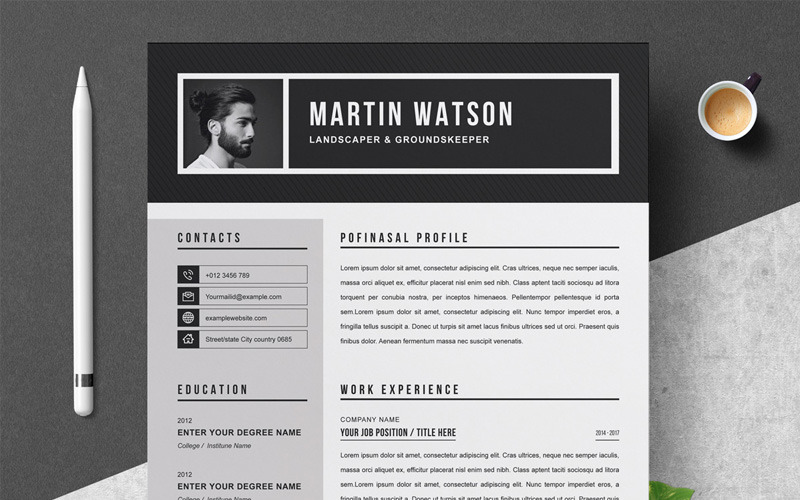 Download Резюме "Watson Resume Template" / Watson Resume Template - Резюме на тему графика 2 page resume clean cv cover letter design template illustrator eps mac pages microsoft word modern photoshop psd professional