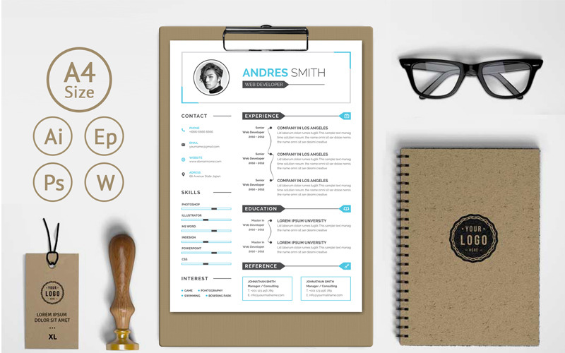 Download Резюме "Andres Smith Resume Template" / Andres Smith Resume Template - Резюме на тему графика resume cv clean creative word infographic modern professional student mac pages manager template bankers doctors job seekers