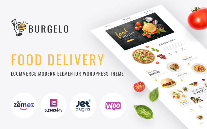 Burgelo - dostawa żywności e-commerce Nowoczesny motyw Elementor WooCommerce