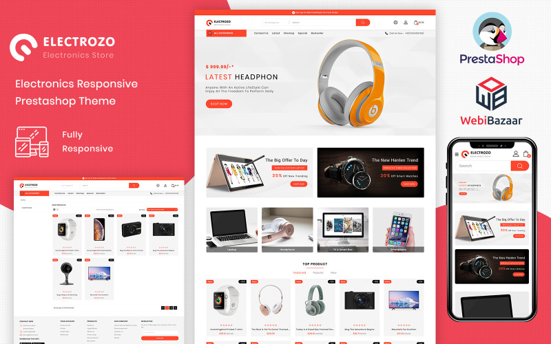 супермаркет магазин электроники prestashop тема