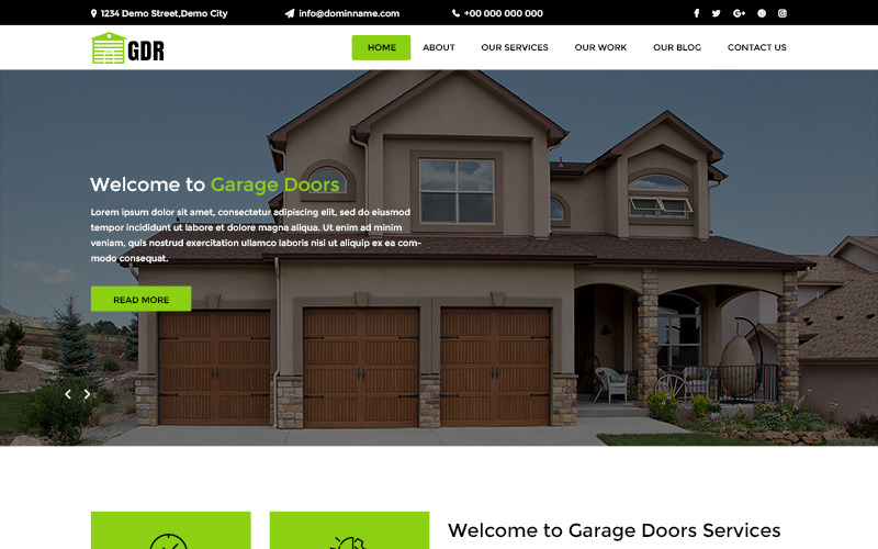 Download PSD шаблон "GDR - Garage Door Repair PSD Template" / GDR - Garage Door Repair PSD Template - PSD шаблон на тему графика garage door theme template psd photoshop