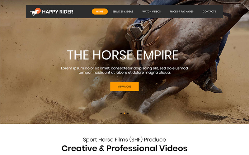 Download PSD шаблон "Happy Rider - Horse Riding PSD Template" / Happy Rider - Horse Riding PSD Template - PSD шаблон на тему графика horse riding theme template psd photoshop