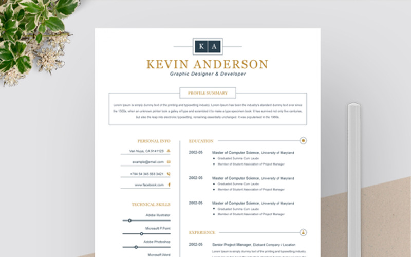 Šablona životopisu Kevina Andersona