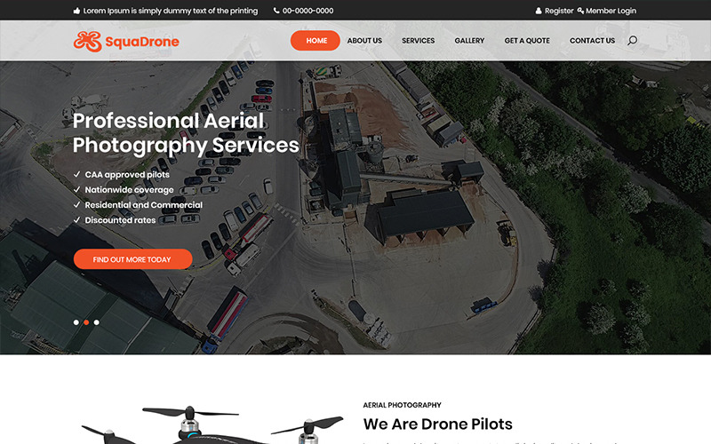 Download PSD шаблон "Squadrone - Arial Photography PSD Template" / Squadrone - Arial Photography PSD Template - PSD шаблон на тему фотограф photography images drone theme template psd photoshop