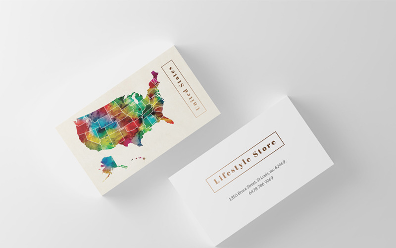 Download Фирменный стиль "Watercolor Art Business Card - Corporate Identity Template" / Watercolor Art Business Card - Corporate Identity Template - Фирменный стиль на тему графика business card template printable white marble watercolour wall art minimal us map photography copper shine black and gold minimalismundefined