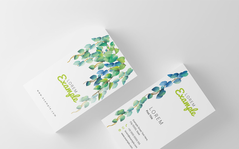 Download Фирменный стиль "Watercolor Leaf Business Card - Corporate Identity Template" / Watercolor Leaf Business Card - Corporate Identity Template - Фирменный стиль на тему графика business card design printable cards template minimalist minimal minimalism psd creative corporate real estate photography