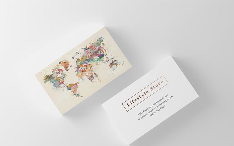 Aquarel wereldkaart visitekaartje - huisstijl sjabloon