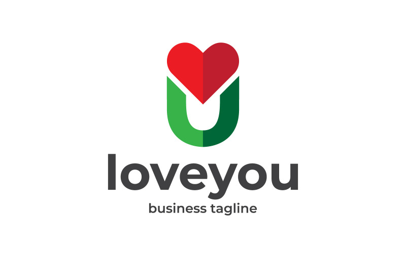 Буква U Love You Дизайн логотипа