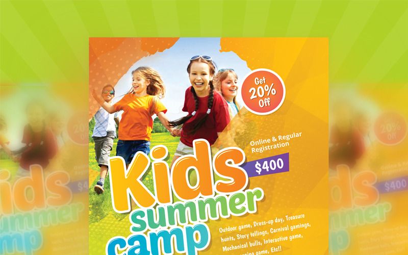 Download Фирменный стиль "Modern Kids Summer Camp Flyer - Corporate Identity Template" / Modern Kids Summer Camp Flyer - Corporate Identity Template - Фирменный стиль на тему графика summer kids fest camp flyer school activity adventure boys camping child colorful festival girls holiday kid party play recreation spring