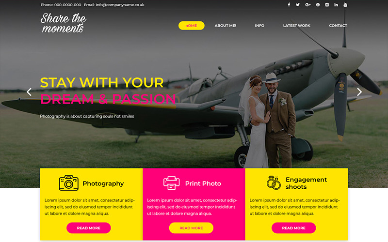 Download PSD шаблон "Share the Moments - Wedding Photography PSD Template" / Share the Moments - Wedding Photography PSD Template - PSD шаблон на тему фотограф photography psd theme template wedding