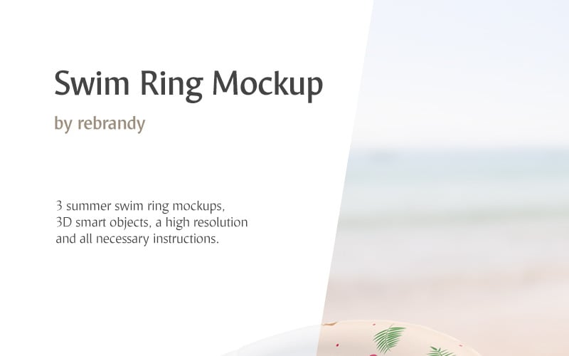 Download Мокап для продукта "Swim Ring product mockup" / Swim Ring product mockup - Мокап для продукта на тему графика swim ring swimming inflatable mock circle tube lifebuoy mockup buoy life bouy float rubber rescue safety donut lap swiming summer