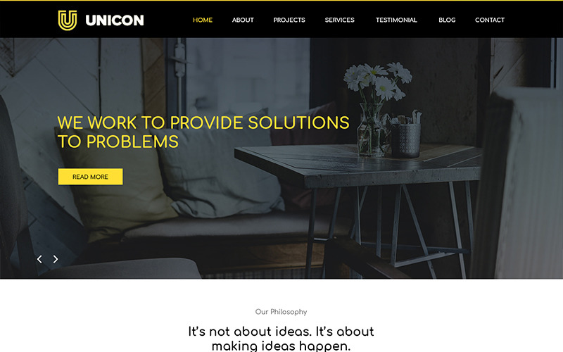 Unicon - Modèle PSD d'agence de design d'intérieur
