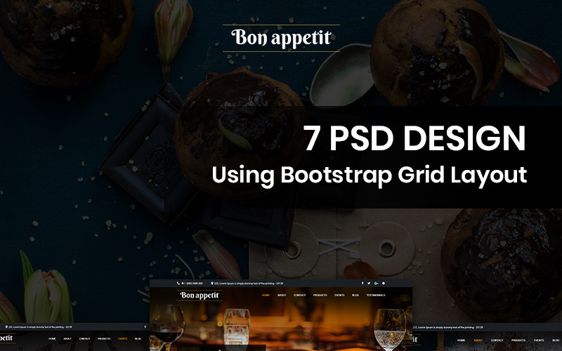 Download PSD шаблон "Bon Appetit - Restaurant PSD Template" / Bon Appetit - Restaurant PSD Template - PSD шаблон на тему кафе и ресторан restaurant theme template psd photoshop