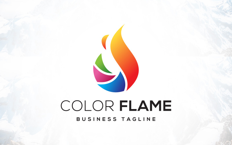 Design de logotipo de chama colorida de fogo