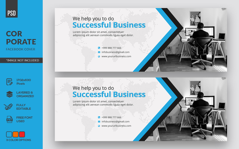 Download Фирменный стиль "Facebook Cover - Corporate Identity Template" / Facebook Cover - Corporate Identity Template - Фирменный стиль на тему графика business,facebook,banner,timeline,cover,marketing,solution,agency,page,web,promotion,social,media,template,graphic,psd,company,fb,office,corporate