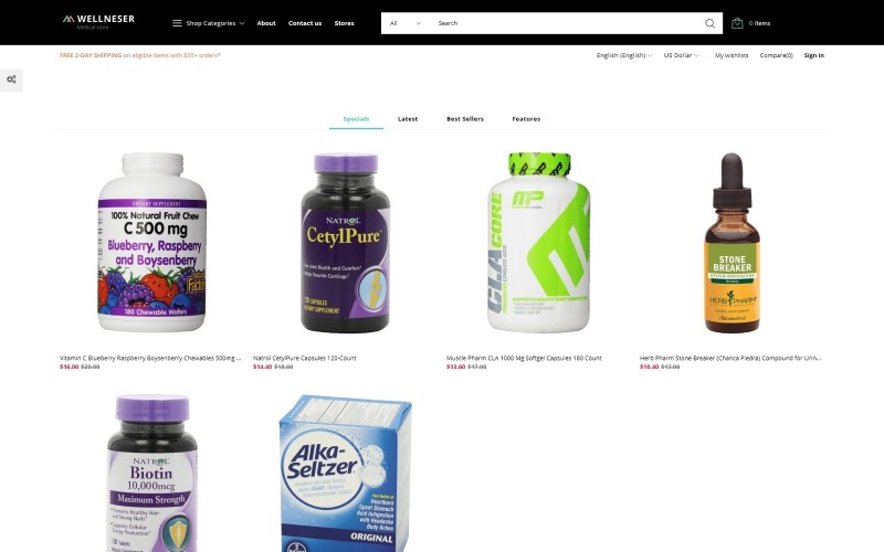 Wellneser - Medical Store Bootstrap E-handel Clean PrestaShop-tema