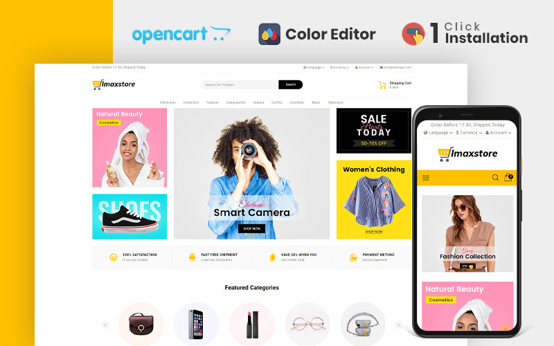 шаблон opencart многоцелевого магазина imax