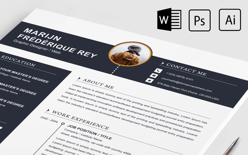 Download Резюме "Marjin Rey Resume Template" / Marjin Rey Resume Template - Резюме на тему графика 2 page a4 clean cv design elegant resume female feminine infographic letter minimalist modern portfolio professional indesign minimal pages