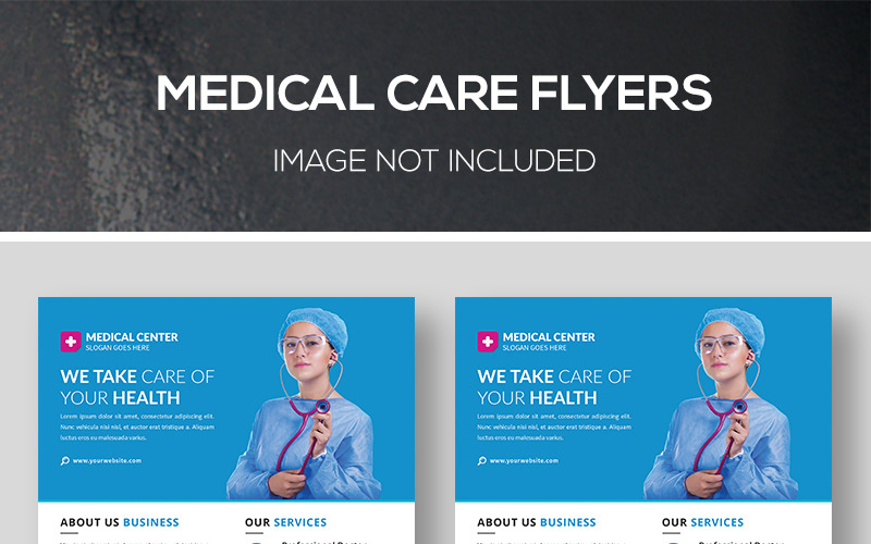 Download Фирменный стиль "Medical Care Flyers - Corporate Identity Template" / Medical Care Flyers - Corporate Identity Template - Фирменный стиль на тему графика care clinic flyer dental dentist doctor emergency equipment fitness health healthcare hospital leaflet medical medicine pamphlet pharmaceutical pharmacy professional prospectus