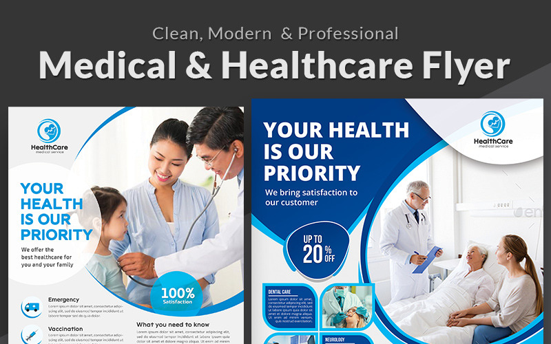 Download Фирменный стиль "Medical Healthcare Flyer - Corporate Identity Template" / Medical Healthcare Flyer - Corporate Identity Template - Фирменный стиль на тему графика care clinic dental dentist doctor emergency equipment fitness flyer health hospital leaflet medical medicine pharmaceutical pharmacy service supplies surgery treatment