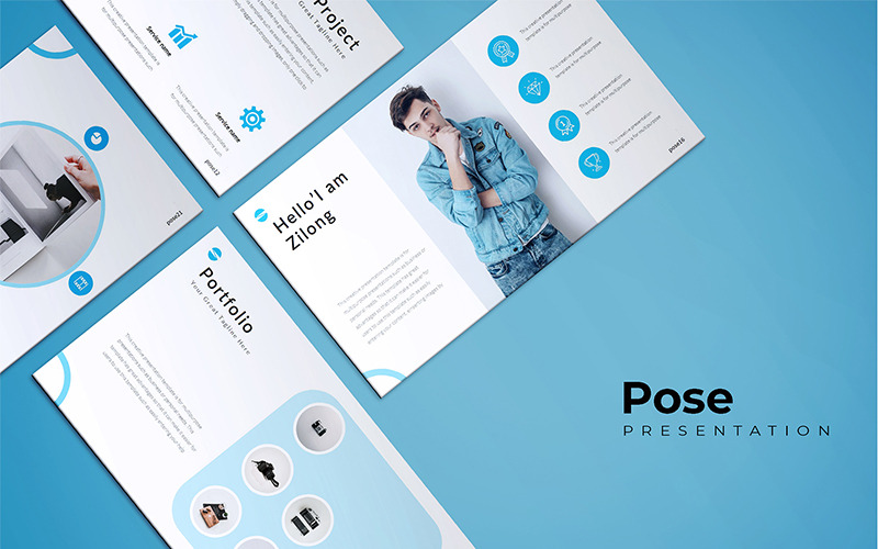 Pose - PowerPoint template #83077 - TemplateMonster