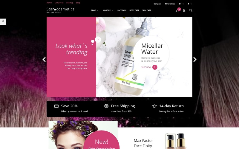 Star Cosmetics - Thème PrestaShop pour le commerce électronique de magasin de beauté Bootstrap Clean